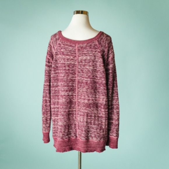 Free People M Burgundy Oversize Sweater - Picture 4 of 5